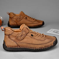 Zapatos Casuales Para Hombre De Cuero Hacer a Mano Transpirables Mocasines De Moda Talla Grande 38-48 Zapatos De Barco Lujo - details 32