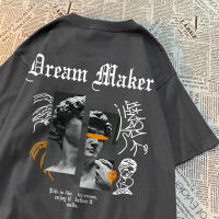 Camiseta De Algodón Para Hombre Dream Maker Brave Patrón De Escultura Vintage Cómoda Casual Para Pareja Camiseta Suelta Cuello Redondo - details 31