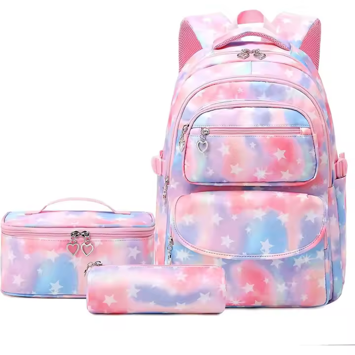 Goldwheat Mochila Escolar Secundaria Mochila con Luz Pull Impermeable con Estampados de Estrellas y Bolsa PARA EL Almorzo - 1