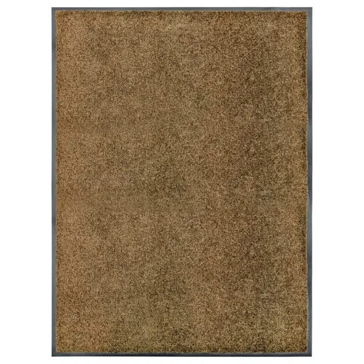 vidaXL Felpudo lavable marrón 90x120 cm - 1