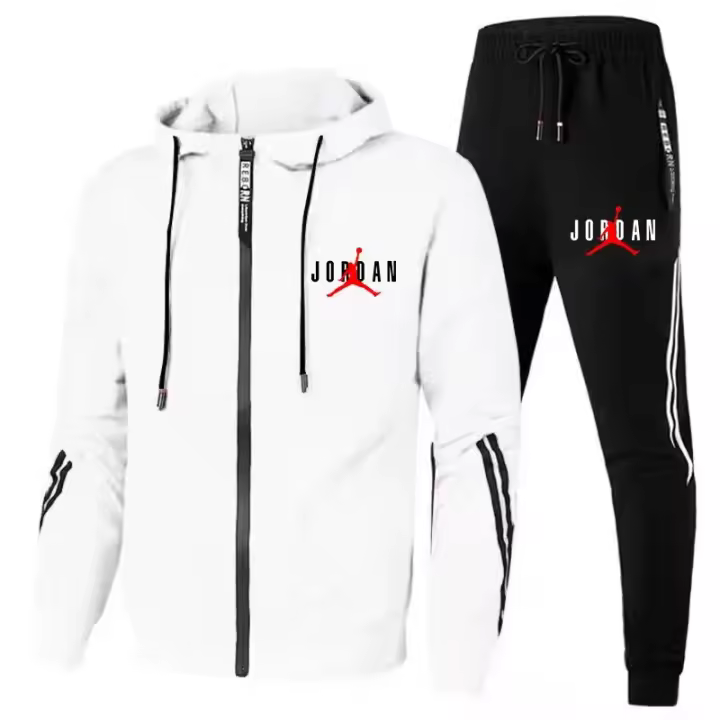 Conjunto De Sudadera Y Pantalones De Lujo Para Hombre Con Estampado Triple Inclinado Ropa Deportiva Casual Con Cierre De Cremallera Y Cordón Cómodo Para Primavera Y Otoño - 1