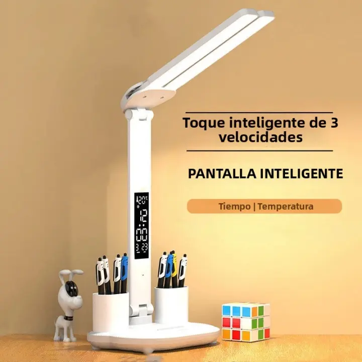 Lámpara De Mesa Recargable Para Estudio Con Ventilador Luz De Lectura LED Y Display De Reloj Lámpara De Lectura LED Contemporánea ABS PP/Plástico Recargable - 1