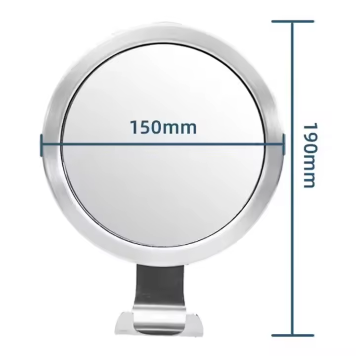 Espejo Antiniebla Para Baño Con Fuerte Vaso De Adhesión Espejo De Ducha De Baño Pared Montado Espejo Para Maquillaje Y Afeitado Con Portador De Afeitadora Moderno Acero Aluminio 6 Pulgadas - 1