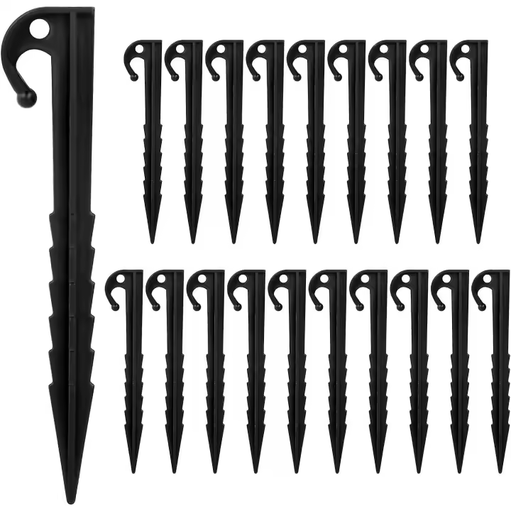 20 piquetas de plástico para Tienda de campaña, 14,5 cm, resistentes, de plástico, type Sardina, para Tienda de campaña, Ganchos para piquetas de Suelo, piquetas en Espiral para Tienda de campaña, toldos de camping, etc. - 1