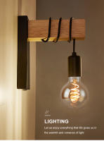 Lámpara De Pared Industrial Retro De Hierro Y Madera Nórdica E27 Para Interior Luz De Noche Para Dormitorio Y Comedor - details 0