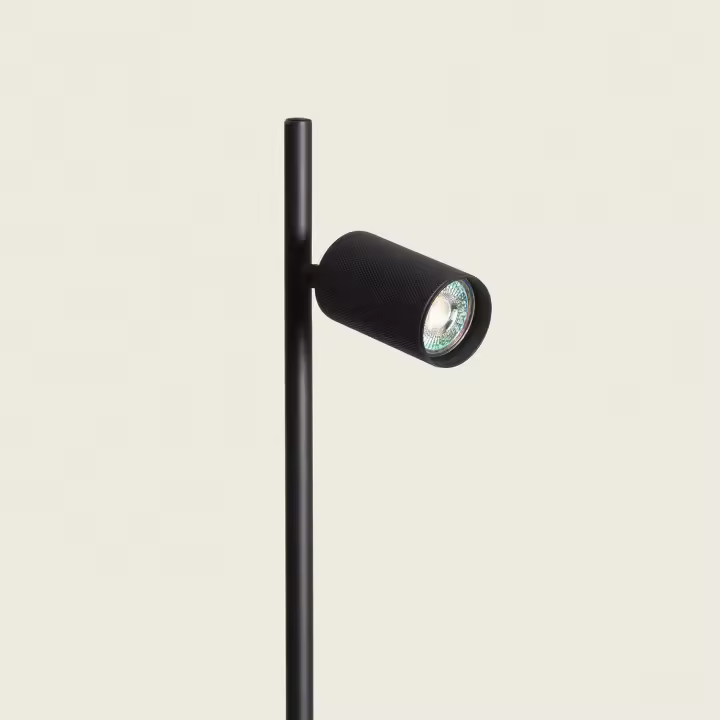 LEDKIA LIGHTING - Lámpara de Pie Aritz | Diseño Moderno en Aluminio | Compatible con Bombillas GU10 | 1230 mm de Altura | Ideal para Salón y Dormitorio, Negro, Aluminio - 1