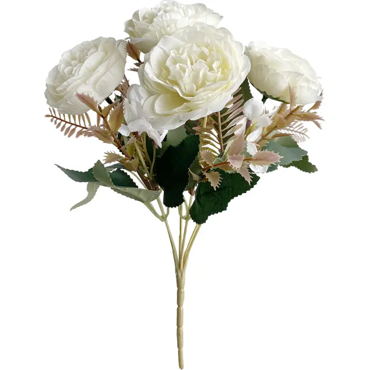 Poenia Arte Floral - Ramo de Rosas Artificiales - Decoración Duradera - Variedad de Colores - 30cm - 3pcs - 1