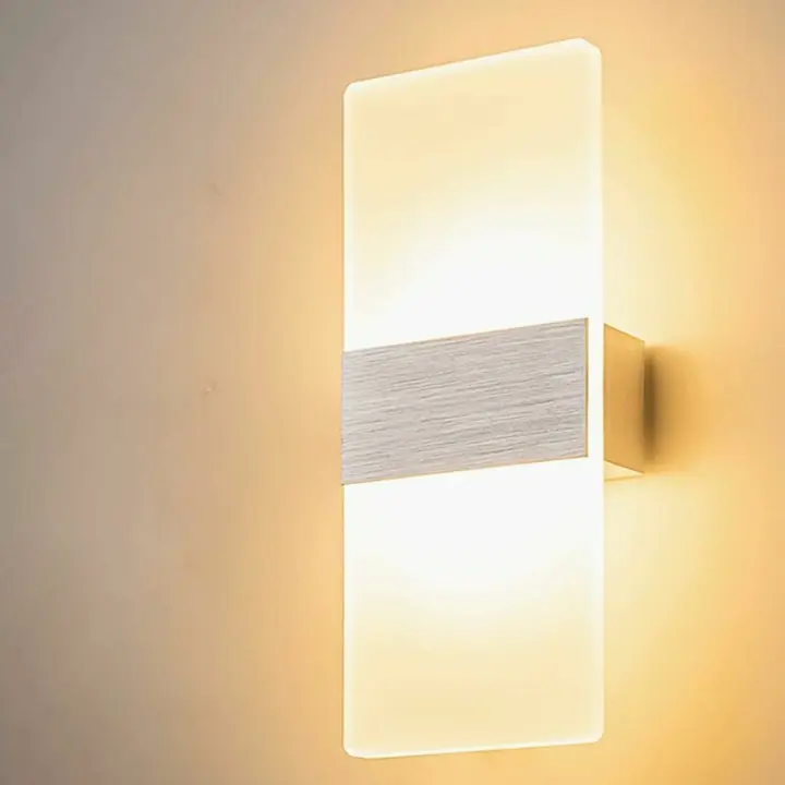 12W LED Indoor Wall Light Simple Design Brushed Gray Glass Wall Light for Bedroom Living Room Bathroom 29CM [Energy Class A+]. - 1