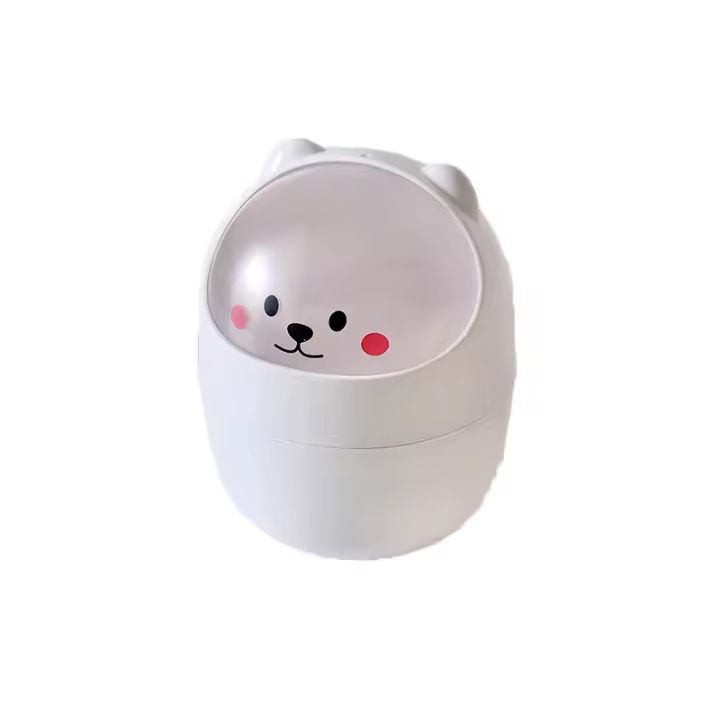 Mini Papelera De Escritorio Papelera De Mesa Con Tapa Portátil, Lindo Mini, Forma De Oso, Para Cocina, Sala De Estar, Baño, Dormitorio, Oficina, Etc. - 1