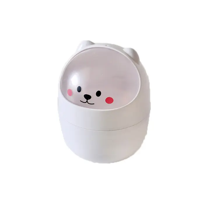 Mini Papelera De Escritorio Papelera De Mesa Con Tapa Portátil, Lindo Mini, Forma De Oso, Para Cocina, Sala De Estar, Baño, Dormitorio, Oficina, Etc. - 1
