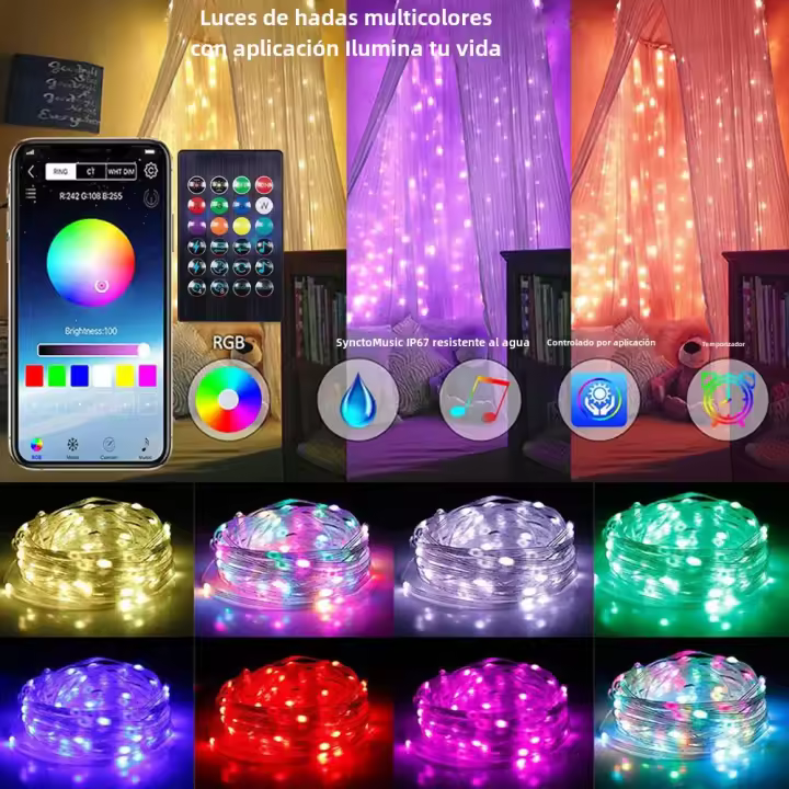 Luces De Navidad LED RGB Cambio De Color Por App Iluminación Ambiente Dimmable Para Árbol De Navidad Decoración Interior - 1