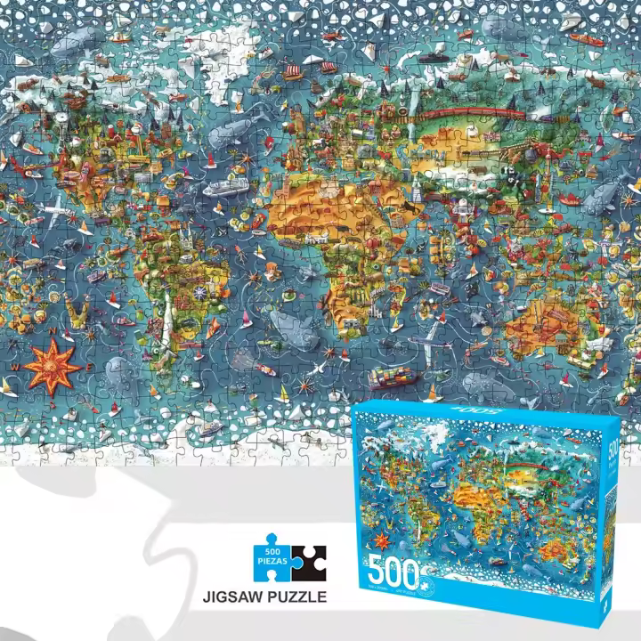 Rompecabezas De 500 Piezas Jigsaw Para Adultos Y Niños Juego Familiar Para Decoración De Hogar Estilo Jigsaw Tamaño 15" X 10" - 1