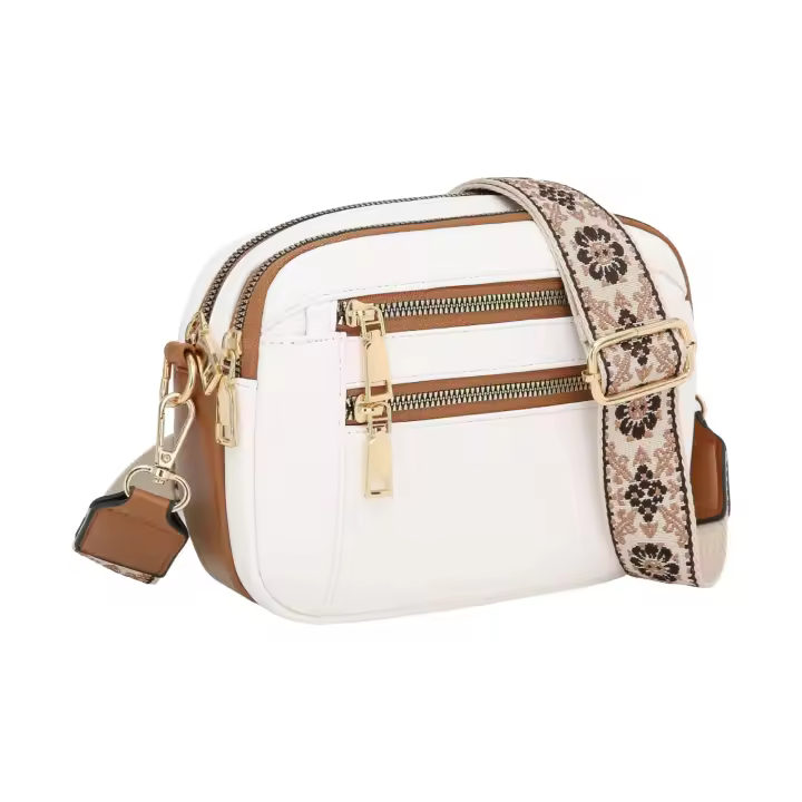 Bolsos de mano para mujer, múltiples bolsillos, nuevo bolso bandolera de un solo hombro de PU de color sólido, hecho a mano, con correas de colores, bolsos cruzados de cuero con correa de guitarra, bolsos cruzados pequeños para - 1