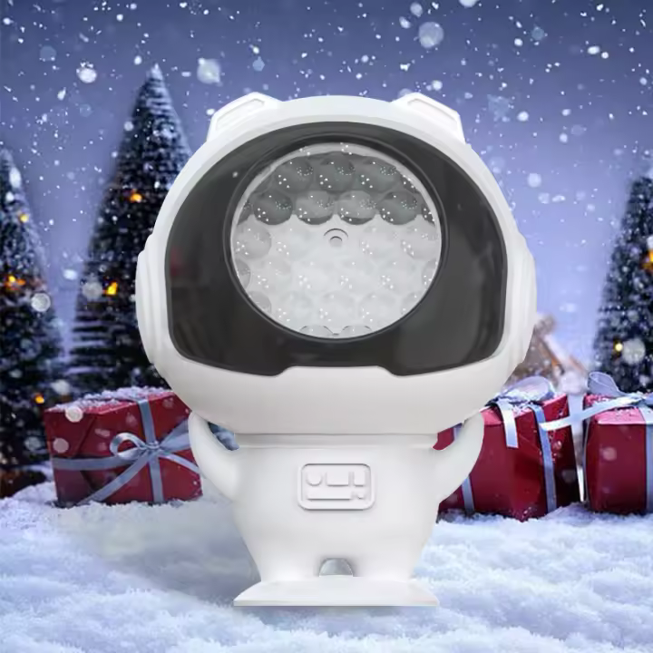 Proyector De Luces Navideñas Con Patrón De Astronauta Mini Escenario Y Copos De Nieve En Blanco Para Decoraciones De Halloween Regalos Para Niños Tipo De Luz LED Forma Redonda Fuente De Alimentación DC - 1