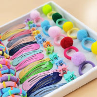 Accesorios Para El Cabello Para Niñas Set De Banda Elástica Para Moño Y Clip De Borde Variety Hair Bands Scrunchy Ponytail Holders Polyester Nylon Plástico Aleación - details 5