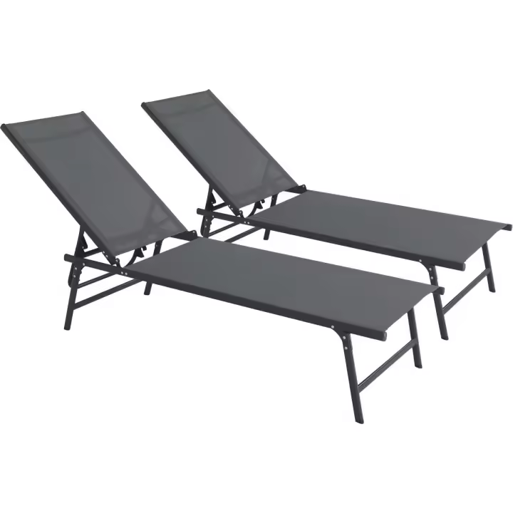 Habitat y Jardin - Juego de 2 tumbonas metálicas "Sublima" - 180 x 54 x 104 cm - Antracita - 1