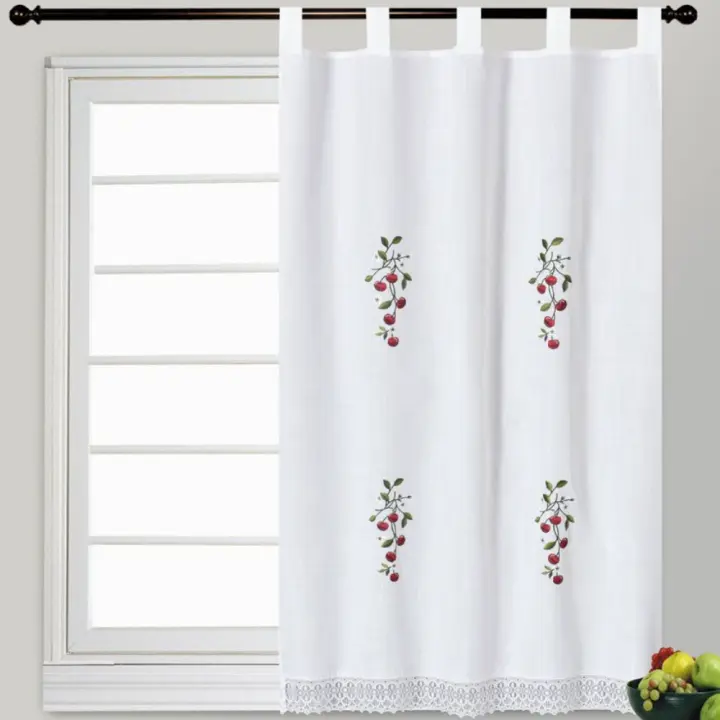 Cortina - Cocina - Bordada Cortinas De Cocina, Estampado De Cerezas, Cortinas Decorativas, DecoracióN Del Hogar. Adecuado Para Cocina, HabitacióN, SalóN, BañO. 1 Pieza, 100 X 150 Cm. 2025 Nuevo Caliente - 1