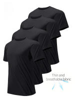 Pack De 4 Camisetas Para Hombre Blancas Y Negras Color Sólido Secado Rápido Transpirables Absorbentes De Sudor Para Fitness Gimnasio Y Correr - details 1