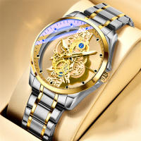 Reloj De Negocios Para Hombre Reloj De Moda Resistente Al Agua 30M Acero Inoxidable Con Esqueleto Hueco Y Diamantes Cuarzo Reloj A4281 - details 0