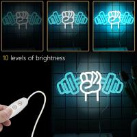 LED Neón De Pesas Estúpida, Decoración De Pared Para Gimnasio, Luces De Acento Para Habitación De Fitness, Artículos De Ejercicio En Casa Y Dormitorio, Color Azul - details 2