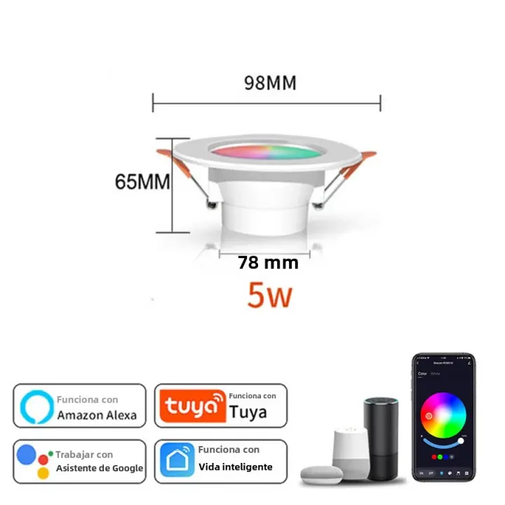 Spotlight Inteligente LED WiFi Zigbee Tuya 5W 7W 10W 15W 85-265V Redonda Control Remoto Smart Life APP Alexa Google Home - 1