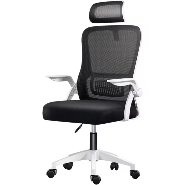 Silla de Oficina, para Gaming, Escritorio Ergonómica con Reposacabezas, Ajustable y con Soporte Lumbar | Respaldo de Malla Transpirable | Reposabrazos Abatibles de 90° | Giratoria 360° (Blanco) - 1