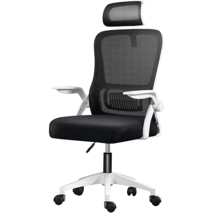 Silla de Oficina, para Gaming, Escritorio Ergonómica con Reposacabezas, Ajustable y con Soporte Lumbar | Respaldo de Malla Transpirable | Reposabrazos Abatibles de 90° | Giratoria 360° (Blanco) - 1