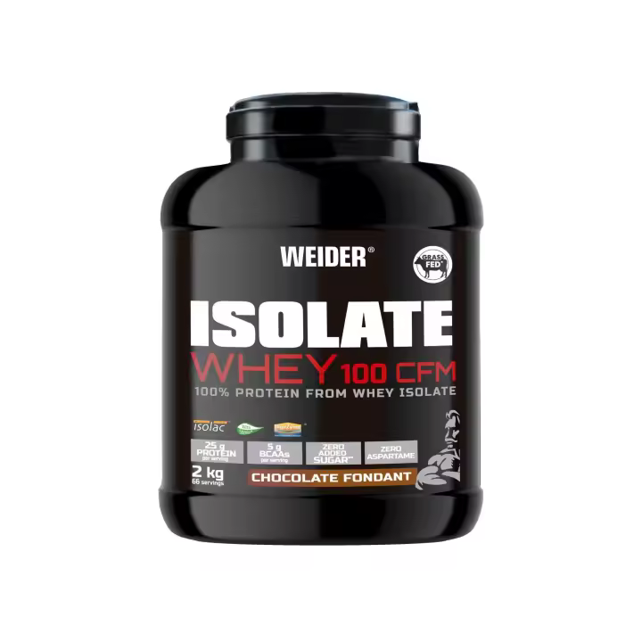 Weider Isolate Whey Proteína 100 CFM 2KG Chocolate Fondant Suplemento alimenticio Incremento masa muscular Proteína eficiente baja en grasas y de rápida absorción - 1
