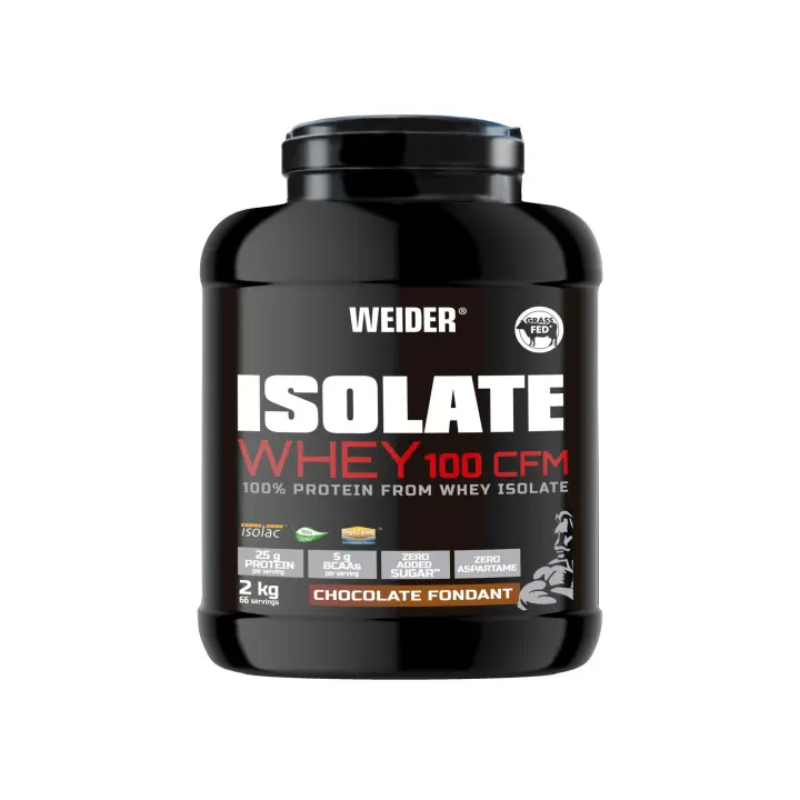 Weider Isolate Whey Proteína 100 CFM 2KG Chocolate Fondant Suplemento alimenticio Incremento masa muscular Proteína eficiente baja en grasas y de rápida absorción - 1