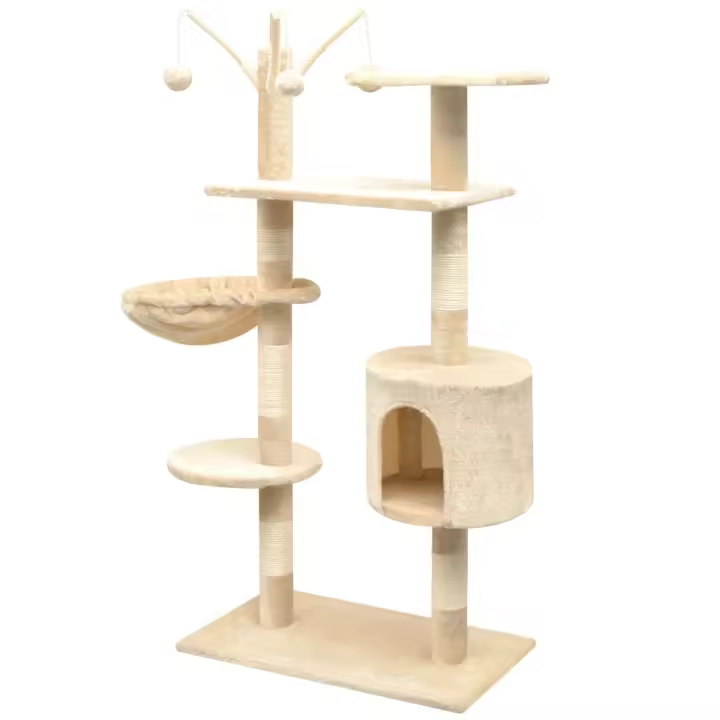 Rascador para Gatos con poste de acero 125 cm beige - 1