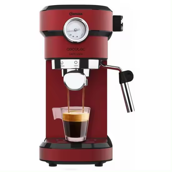 Cafelizzia 790 Shiny Pro. Cafetera Express con Manómetro y Brazo con Doble Salida y Dos filtros, 20bares de Presión, Depósito extraíble de 1,2L, 1350W, Rojo - 1