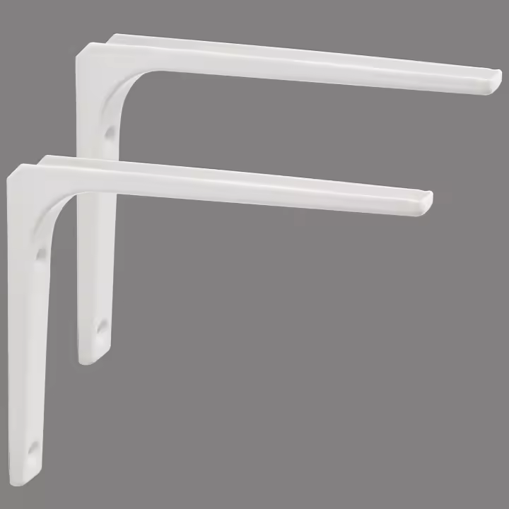 Soporte para estante de pared, 2 piezas Soporte de metal 150 mm x 125 mm Soporte resistente Soporte para estante de pared para decoración de pared de cocina industrial Montaje en pared de radiador (blanco) - 1