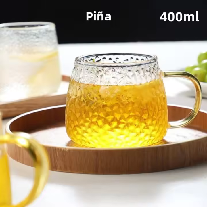 Taza De Café Con Patrón De Martillo 350ml/400ml Vidrio Resistente Al Calor Con Asa Para Bebidas Hoteles Hogar Coctelería - 1