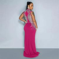 Vestido De Noche Largo Para Mujer Con Pedrería Y Abertura Alta Vestido De Seda Y Spandex Elegante Y Sexy Para Bodas Y Fiestas - details 30