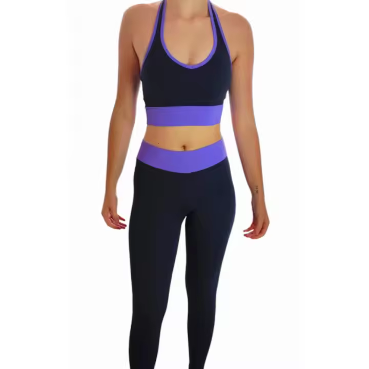 Leggings Deportivos Mujer Azul Marino con Cintura Alta Lila – WA Wild Animal | Sujeción, Comodidad y Estilo - 1
