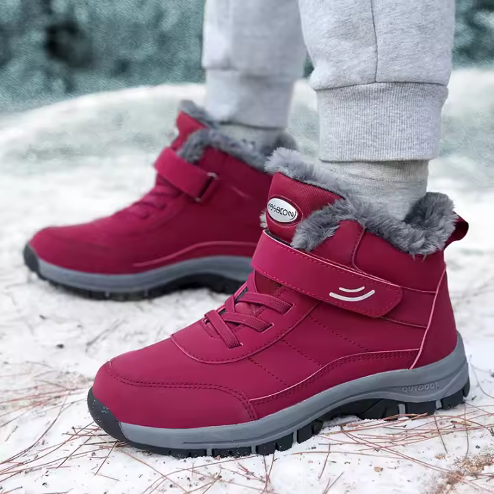 Botas De Nieve Para Mujer Botines De Invierno Casuales Con Plush Non-slip Talla Grande Cuero Sintético Lining De Peluche Acolchado Botines De Combate Para Motocicleta Y Senderismo - 1