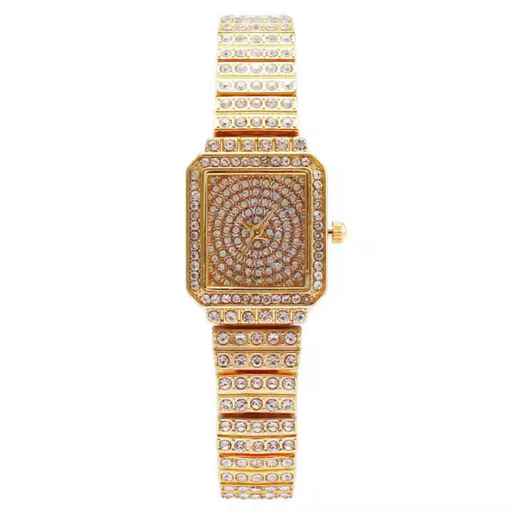 Reloj para mujer con piedras brillantes, lleno de diamantes, forma cuadrada y pequeña, correa de brazalete, un reloj de moda para la mujer - 1