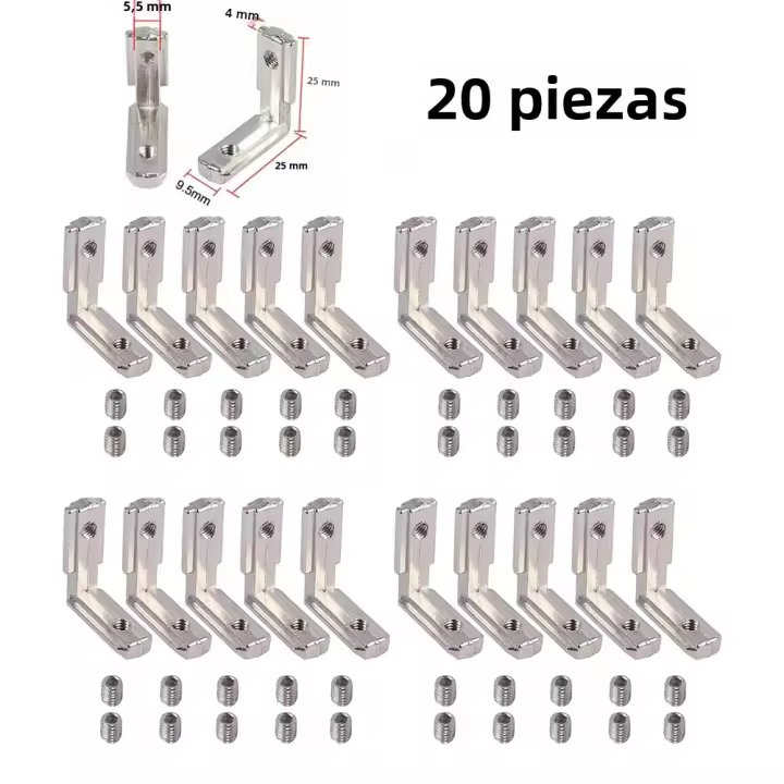 20pcs T Slot Aluminio Perfil L-Forma Soportes Internos Ocultos Con Tornillos Para Perfil De Aluminio Herramientas De Carpintería DIY - 1