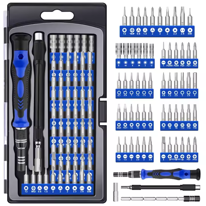 Juego De Destornilladores Precisi\u00f3n 62 En 1 Con Mango Y Eje Flexible Incluye Torx Phillips Para iPhone Xiaomi PS4 Kit De Herramientas Magn\u00e9ticas Multifuncionales De Acero Cromo-Vanadio - 1