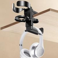 Soporte De Auriculares De Aleación De Aluminio Para Pared 2-en-1 Con Porta-Vaso Soporte De Almacenamiento Para Auriculares Sin Perforar - details 4