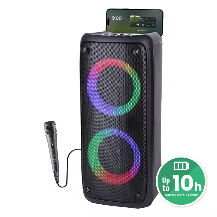 Media-Tech FUNBOX BT MT3181 Altavoz portátil Bluetooth para karaoke con micrófono Bluetooth 40W RMS, compatible con tarjetas Micro SD, iluminación RGB a color - 1