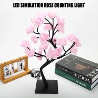 Lámpara De Mesa LED En Forma De Rosas Y Árboles Con USB Luz Nocturna Para Decoración De Hogar Fiesta Navidad Boda Dormitorio Color Rosa Y Azul - details 8