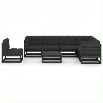 VIDAXL 3076823 conjunto de muebles exteriores para jardín con 8 piezas de madera en color negro vida xl - 1