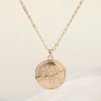Encanto Collar con colgante geométrico de moda para mujer, con letras doradas y mariposa. - details 29