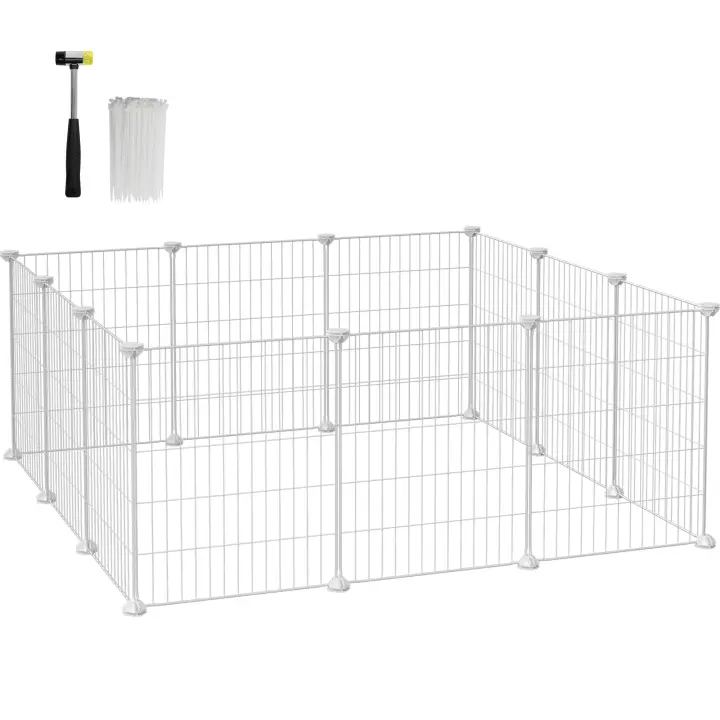 SONGMICS Jaula para Mascotas, Valla Metálica para Hámster, Conejitos, Parque de Mascotas en Bricolaje, para Animalitos, Negro/Blanco - 1