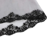 Vela De Novia Negra Con Encaje Corta VINOPROM Para Mujer Doble Capa Estilo De Borde De Encaje Hebilla Incluida Medio Largo - details 4