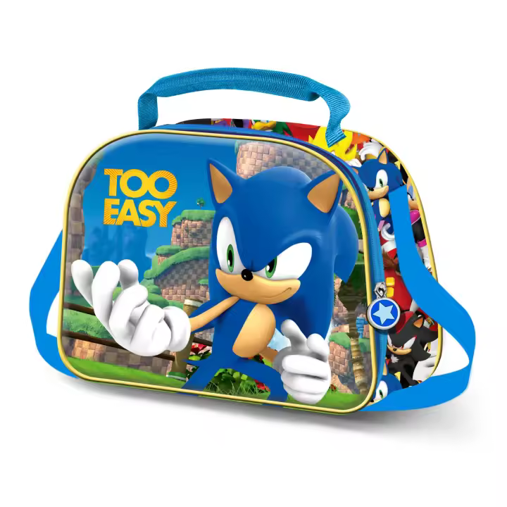 Sonic The Hedgehog Easy Bolsa Portamerienda 3D, Azul - 1
