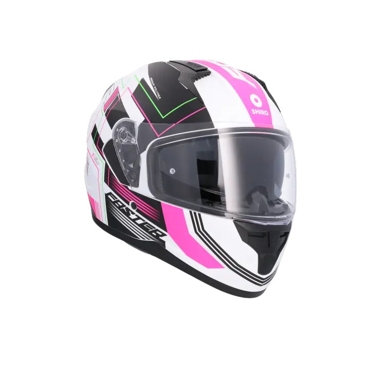 Casco Integral SHIRO trueno Faster rosa blanco negro mate  Visor Solar - 1