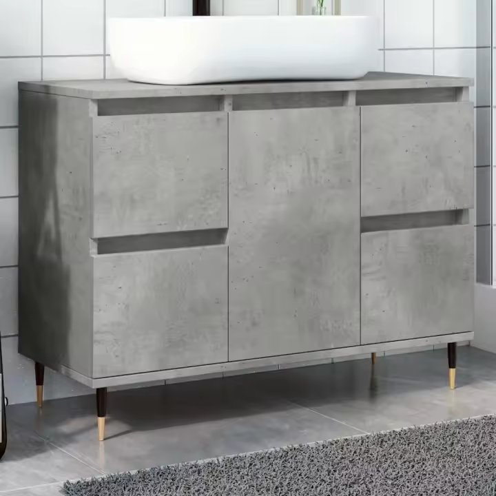vidaXL Mueble de baño madera de ingeniería gris hormigón 80x33x60 cm - 1
