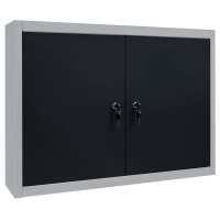 vidaXL Armario de herramientas de pared industrial metal gris y negro - details 1